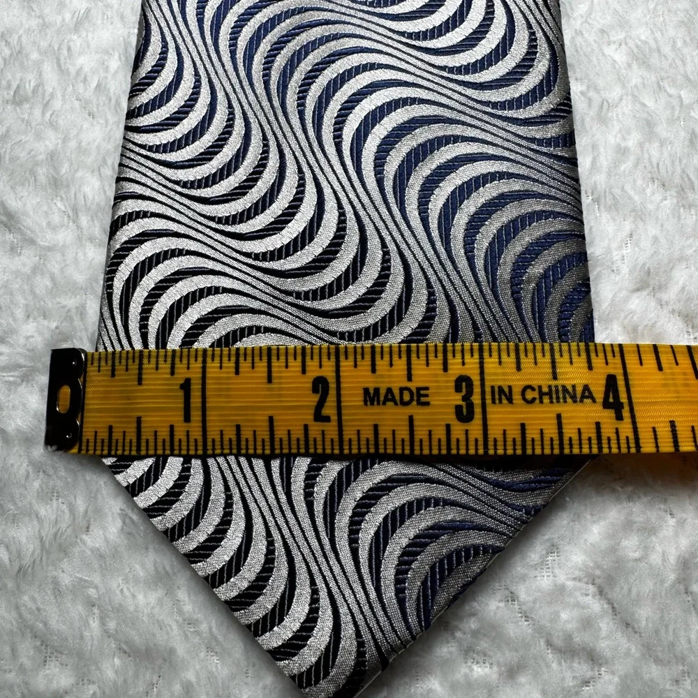 Salvatore Pellegrino Black White and Blue Silk Swirl Tie NWT Vintage 80’s - 90’s